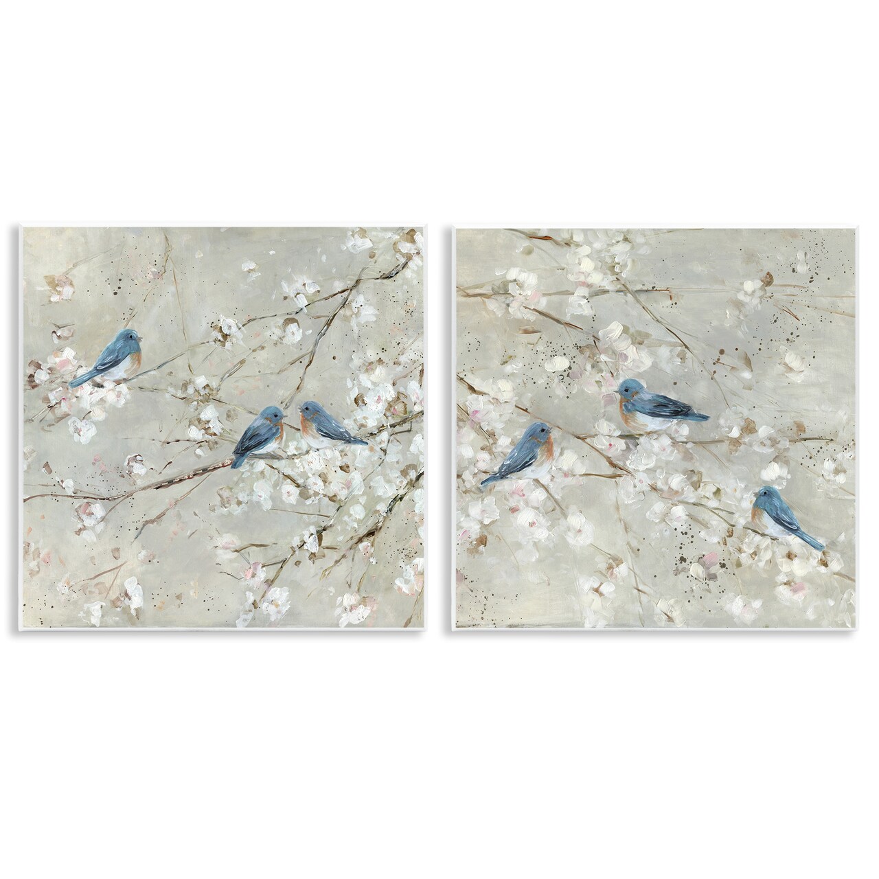 Stupell Industries Blue Birds Perched Tree Blossoms Wall Plaque Art